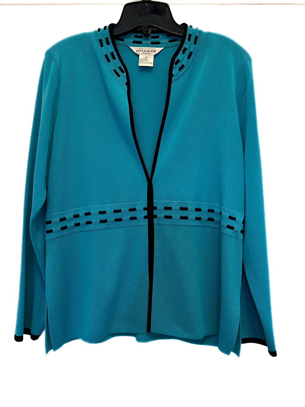 Misook Aqua cardigan jacket. Size petite small